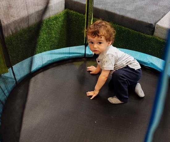 Hudora 65711 – Kindertrampolin mit Sicherheitsnetz – 140 cm – wasser- und UV-beständig – stabiler Rahmen