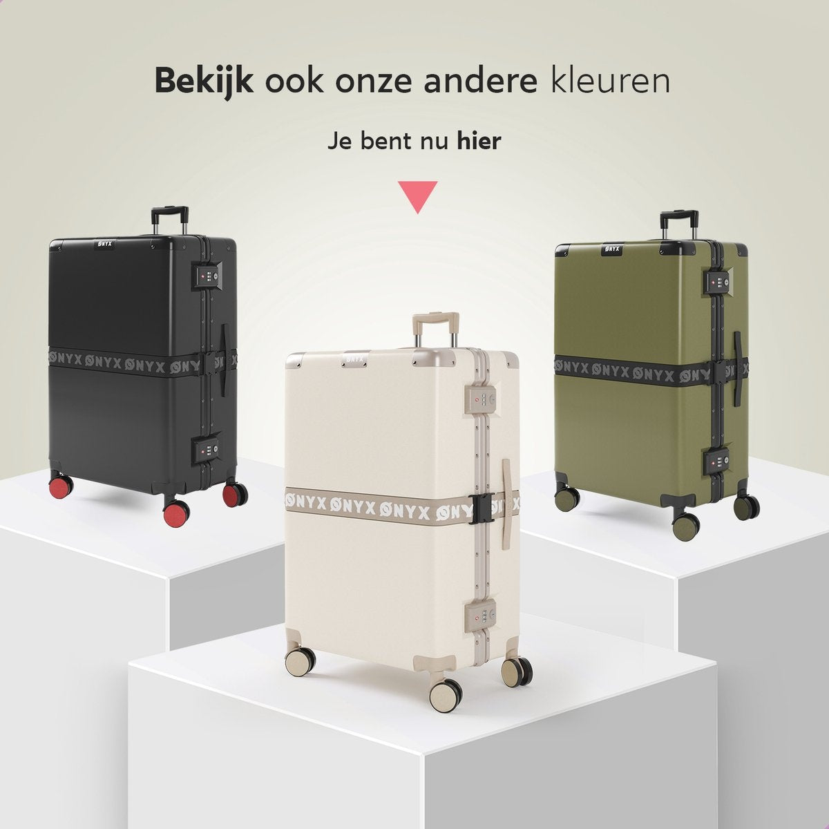 ONYX® - Check-in Koffer 100L - TSA-Schloss - Spinner-Räder - Leichter Trolley - Aluminiumverschluss - Sandweiß