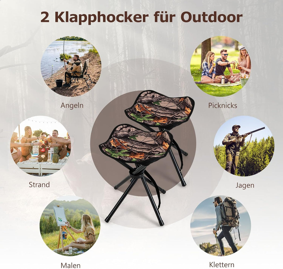 Küsten-Klapphocker - klappbar - bis zu 150 KG - 32 x 32 x 40 cm