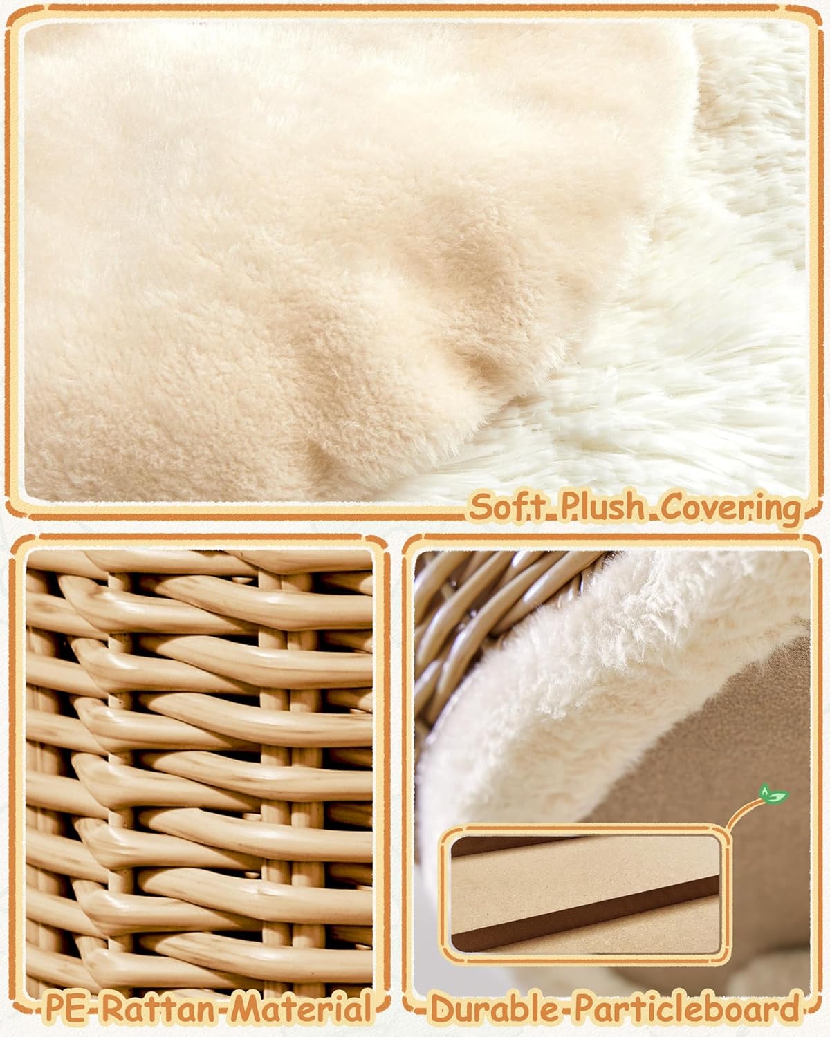 Yaheetech Katzenpfosten mit Rattan-Katzenhaus - 49 x 41 x 91 cm - ausgestattet mit Luxus-Katzenkorb und Sisal-Kratzern und weichen herausnehmbaren Matten - für Kätzchen und erwachsene Katzen - Beige Rattan und Plüsch