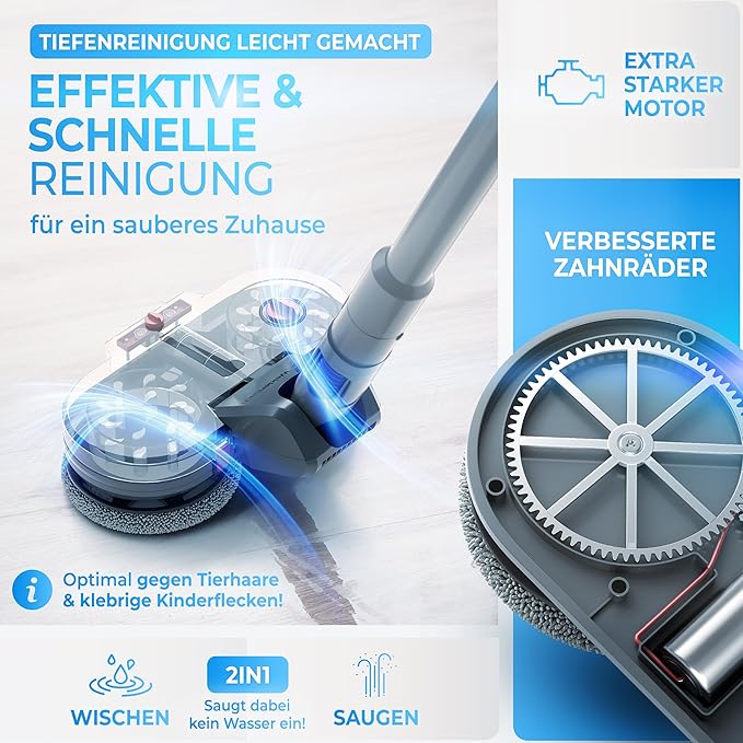 Testsieger - Moppaufsatz für Dyson V12 - Elektrostaubsauger - Moppaufsatz - Nass- und Trockensauger - mit abnehmbarem Wassertank, Nachfüllbehälter und 8 waschbaren Mopps
