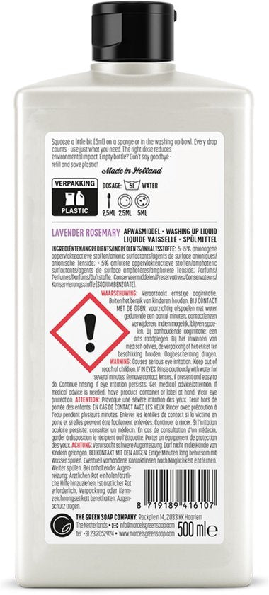 Marcel's Green Soap Spülmittel – Lavendel & Rosmarin – 6 x 500 ml
