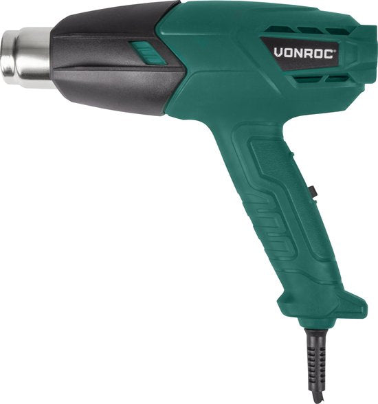 VONROC Heißluftpistole - Farbbrenner - 2000W - 3 Temperaturstufen - Inkl. Zubehör & Tasche