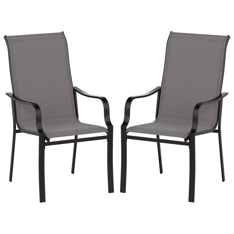 Coast Gartenstühle – 2er-Set – Hohe Rückenlehne – Kopfstütze – 150 kg – Grau