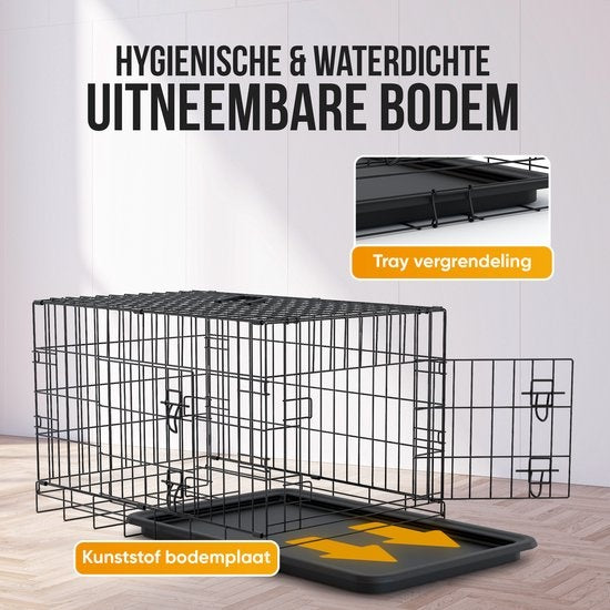 Avalo - Hundebox XXL - Faltbarer Käfig - 2 Türen - 122x74x80 CM - Schwarz