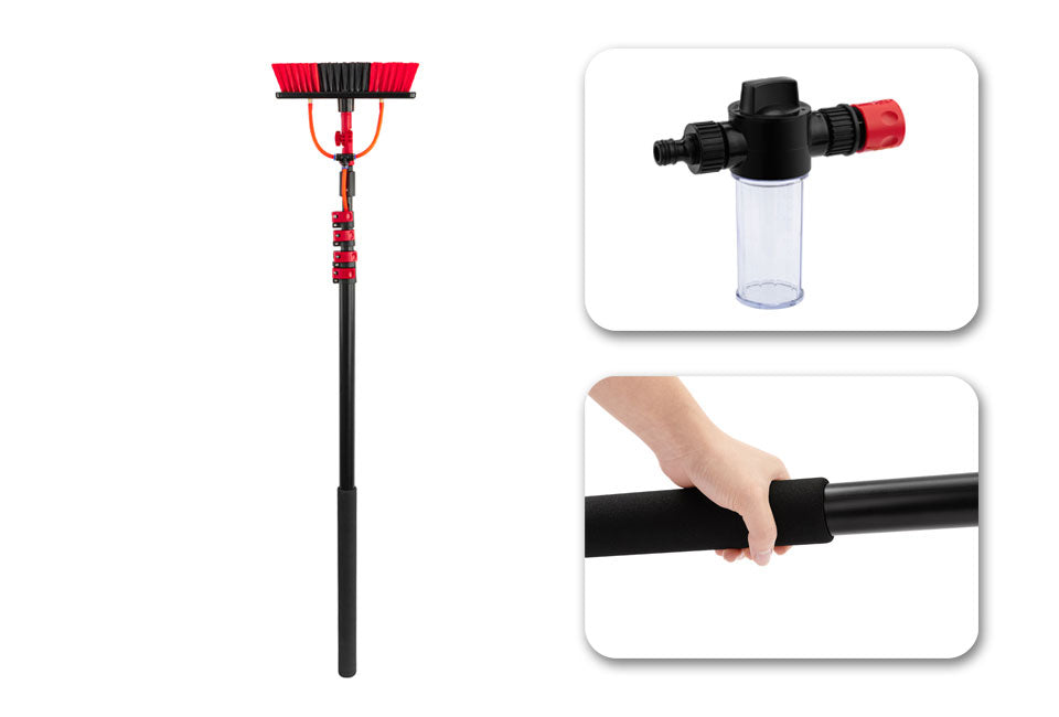 Hortensus - Teleskop-Wasserbürste - 4,6m - 29 x 7 x 10 cm - Rot