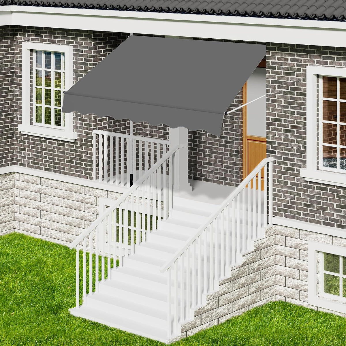 Yaheetech Klemm-Sonnenschutz mit Handkurbel – Ohne Bohren – 150 x 180 cm – Dunkelgrau
