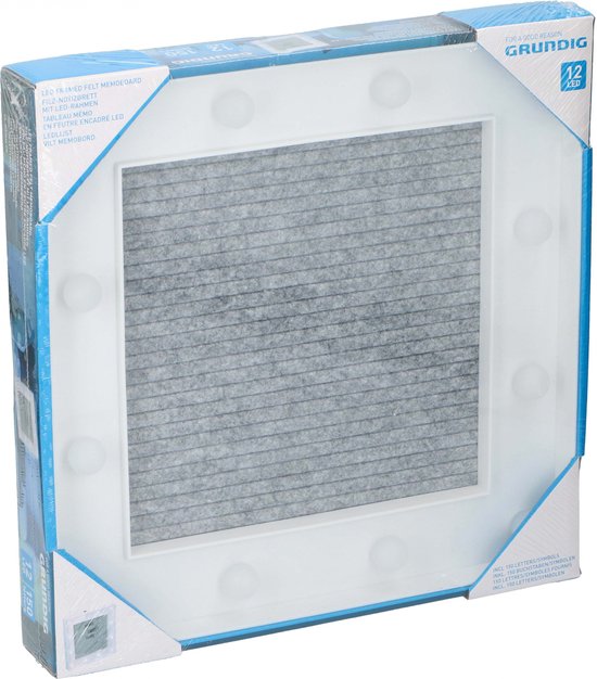 Grundig Memoboard - 150 Buchstaben - Filz - LED - 30x30cm