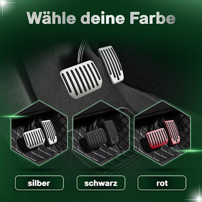 Loonara PedalPower Sport Pedale Tesla Model 3/Y Schwarz/Silber - Aluminium - Anti-Rutsch Gummi - Performance Design
