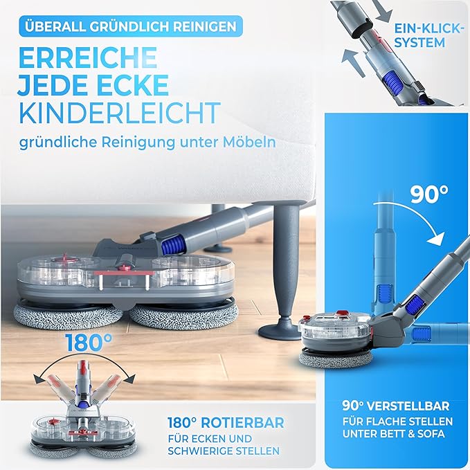 Testsieger - Moppaufsatz für Dyson V12 - Elektrostaubsauger - Moppaufsatz - Nass- und Trockensauger - mit abnehmbarem Wassertank, Nachfüllbehälter und 8 waschbaren Mopps