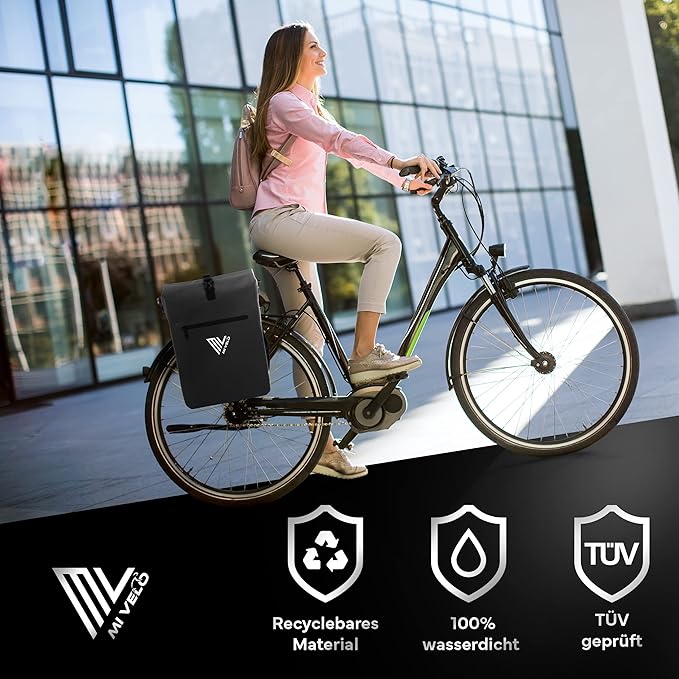 MIVELO 3-in-1 Packtasche - Gepäcktasche, Rucksack & Umhängetasche - 25L - wasserdicht & PVC-frei - abnehmbare Laptoptasche - Schwarz