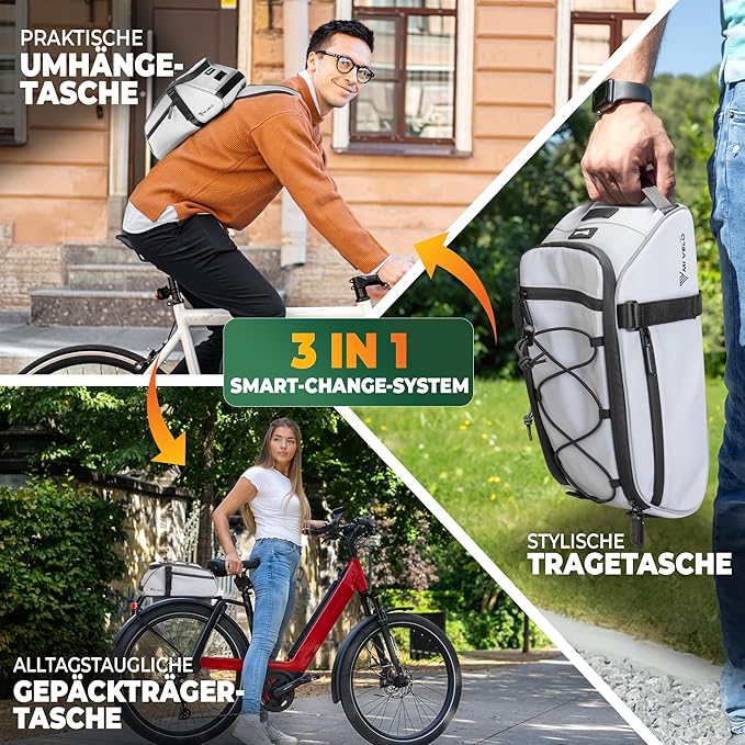 MIVELO Fahrradtasche - Wasserdicht und vollständig reflektierend - 9 Liter - Reflektierend