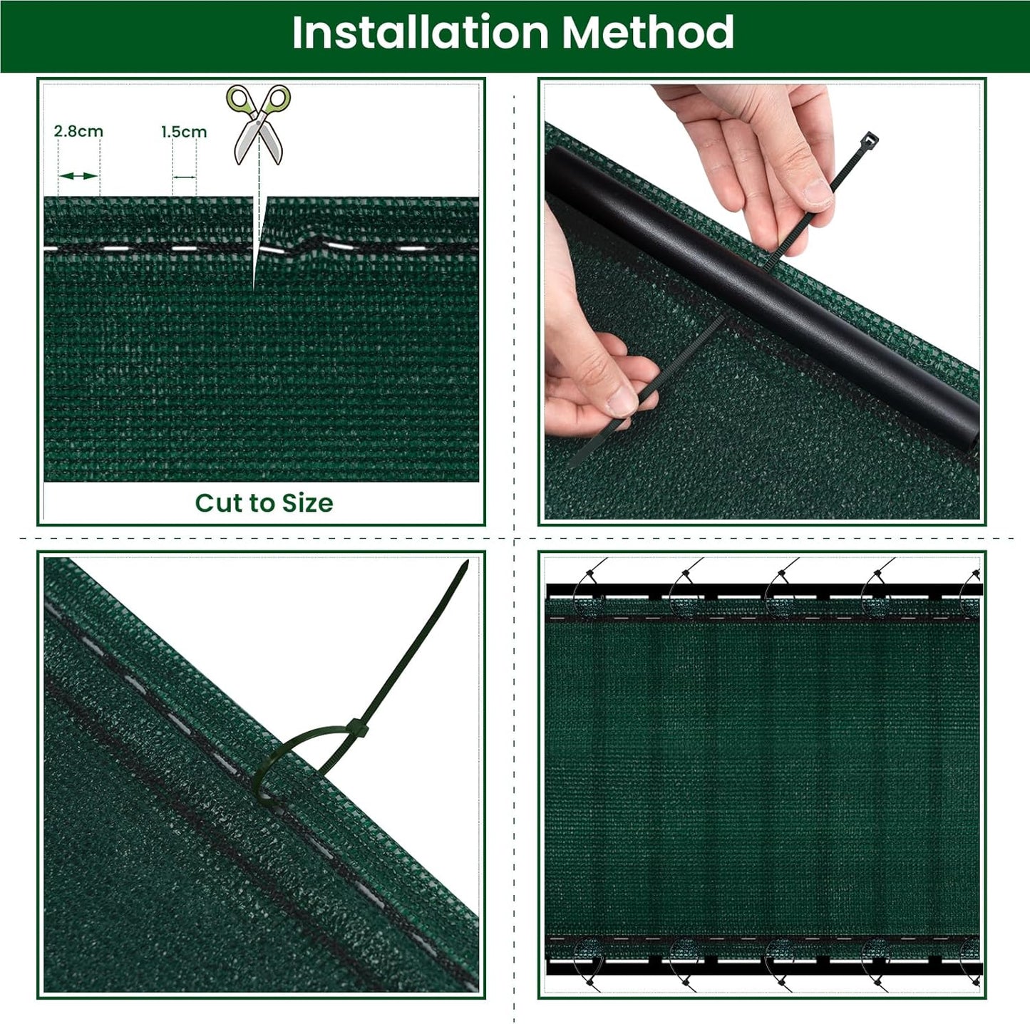 Woltu Sichtschutz Garten und Balkon 1 x 6 m Grün HDPE 180 g/m² - Schattentuch und Windschutz