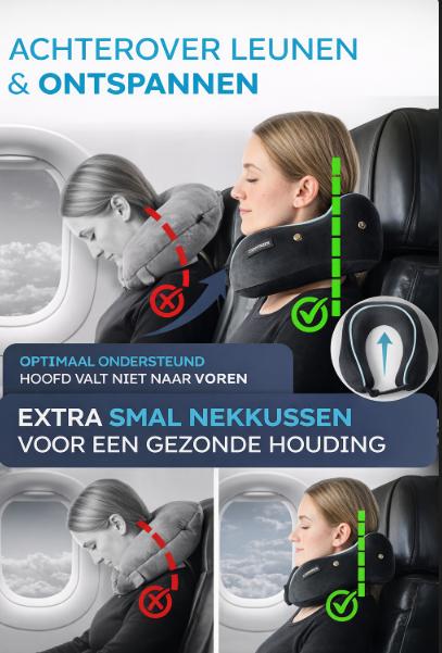 HELDENWERK - Nackenkissen & Reisekissen - Dunkelgrauer Memory Foam - Mit verstellbarem Kordelzug & samtig weichem Bezug - Ergonomischer Komfort - Für Flugzeug & Auto