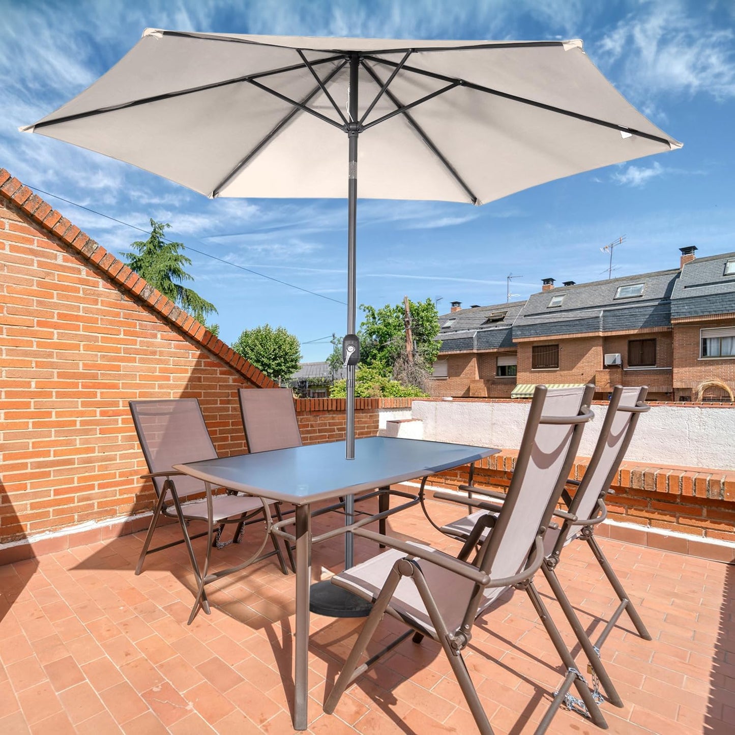 Angel Living Sonnenschirm - Ø300 cm - Kippbar - Creme