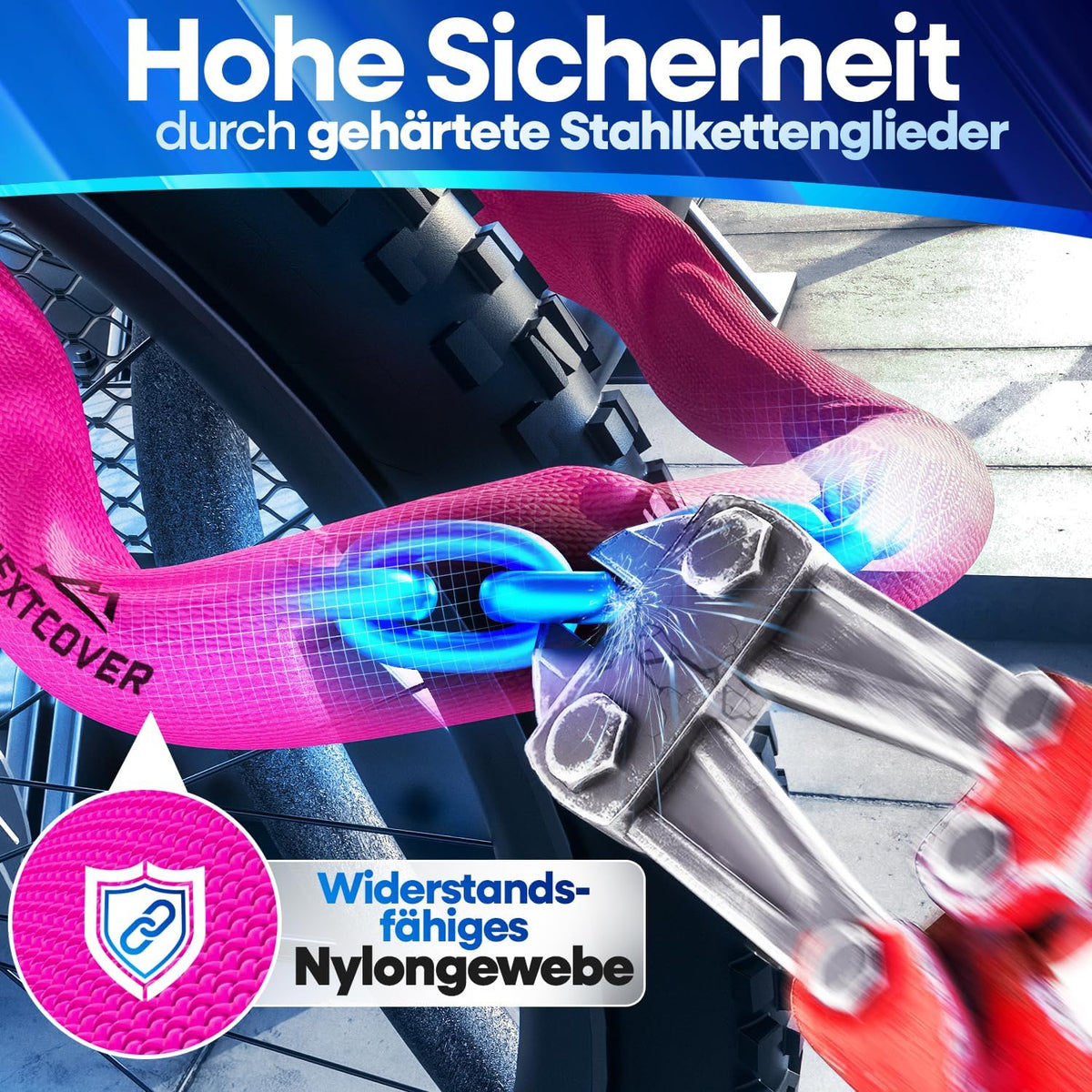 NEXTCOVER® Fahrradschloss LockOne mit Schlüssel - hohe Sicherheit - robust & langlebig - 3 Schlüssel