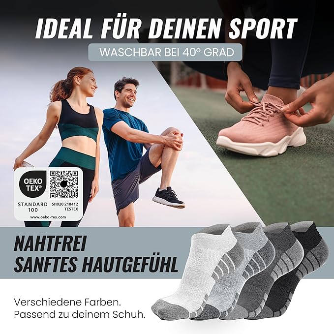 Heroism Sneaker Socken für Damen und Herren 10 Paar - Kurze Sportsocken mit atmungsaktiver Baumwolle - Größe 39-42