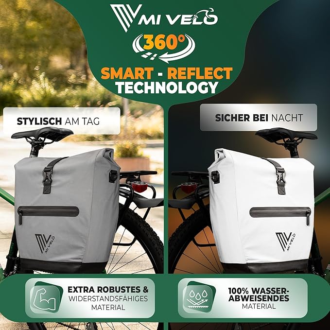 MIVELO Packtasche - Wasserdicht & Inkl. Laptopfach & Schultergurt - 20 Liter - Reflektierend
