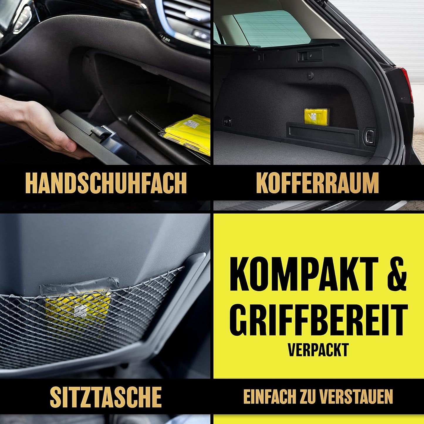 Heroic Sicherheitswesten Auto - 5+1 Set - Inklusive Kinderweste - Europäisch zugelassen - Reflektierend - Gelb