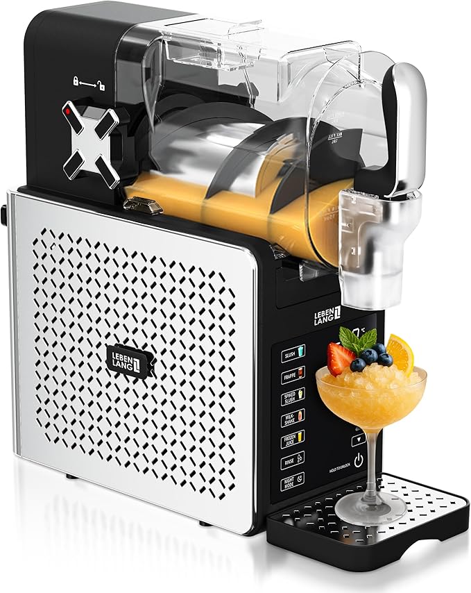 LEBENLANG - Premium Slush-Maschine 2L - 5 Modi - QuickFreeze in 15 min - Auto-Clean & LED Touchscreen - Inkl. Rezeptbuch - Slushie Maker für Zuhause, Partys & Kindergeburtstage