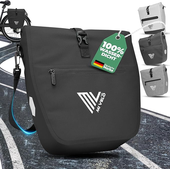 MIVELO Packtasche - Wasserdicht & Inkl. Laptopfach & Schultergurt - 20 Liter - Schwarz
