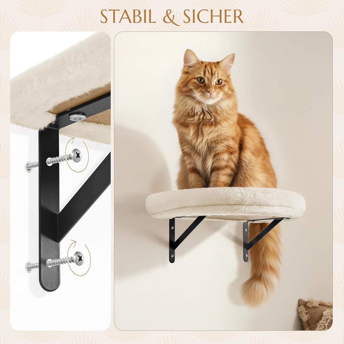 Yaheetech Kletterwand für Katzen - 4-teilig - mit Kratzbereich und Korb - Beige