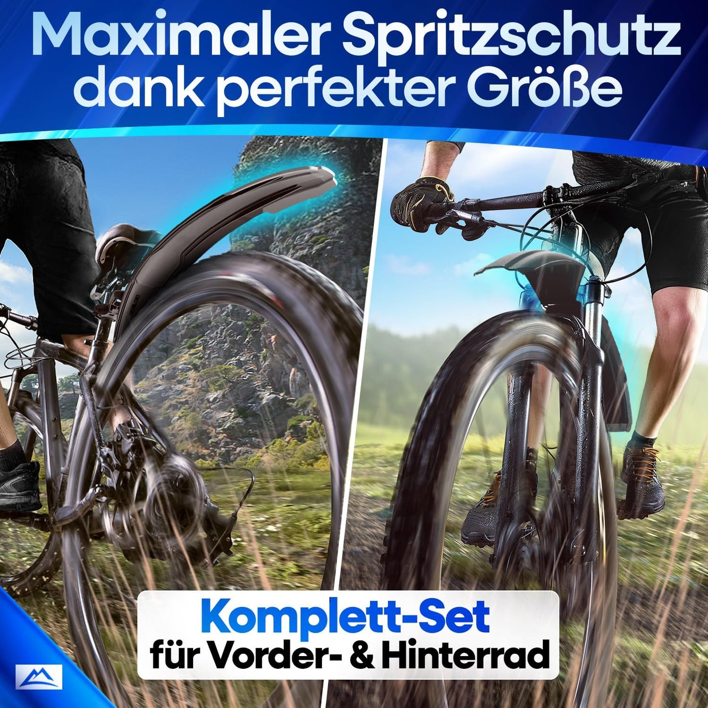Nextcover MTB-Schutzblech-Set vorne und hinten - Schwarz - 60 x 8 x 1,3 cm - Geeignet für 24-29-Zoll-Fahrräder