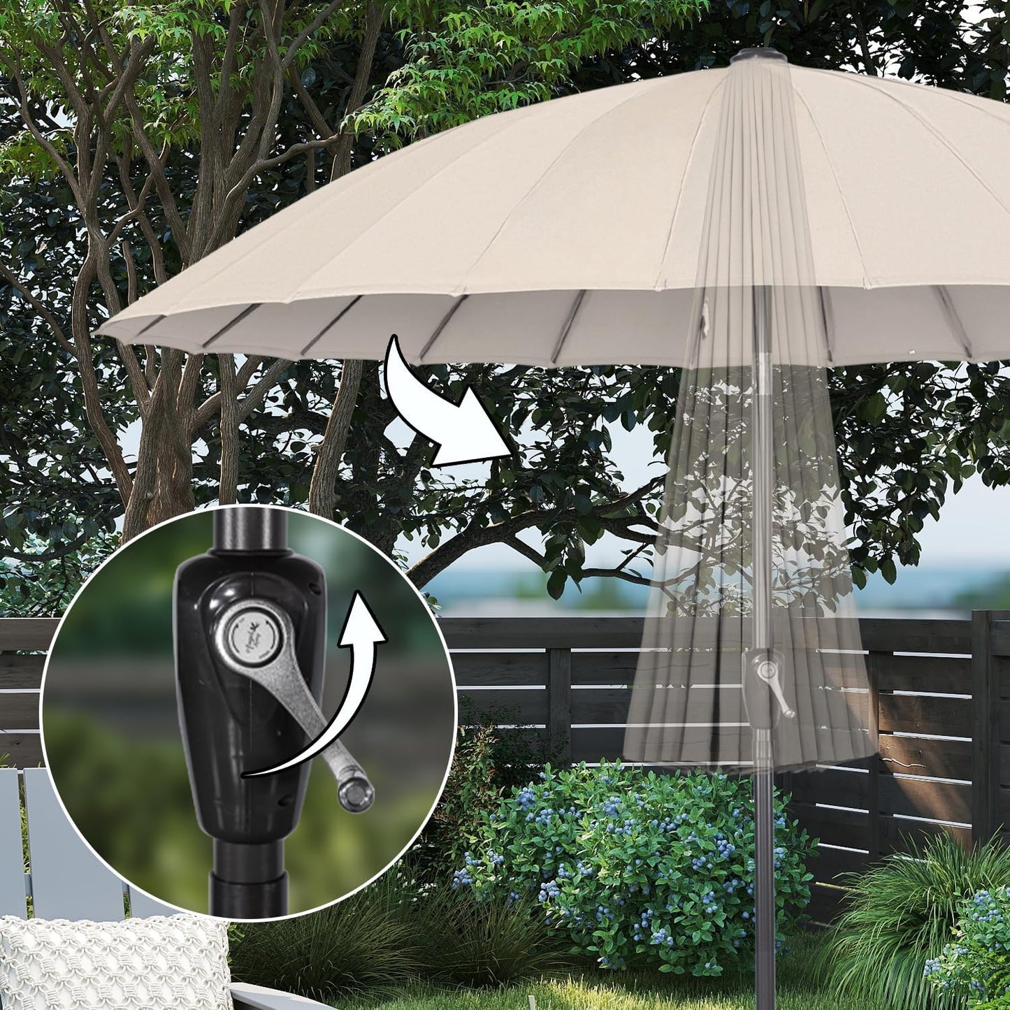 Angel Living Sonnenschirm Rund - Ø250 cm - Massiv - Beige