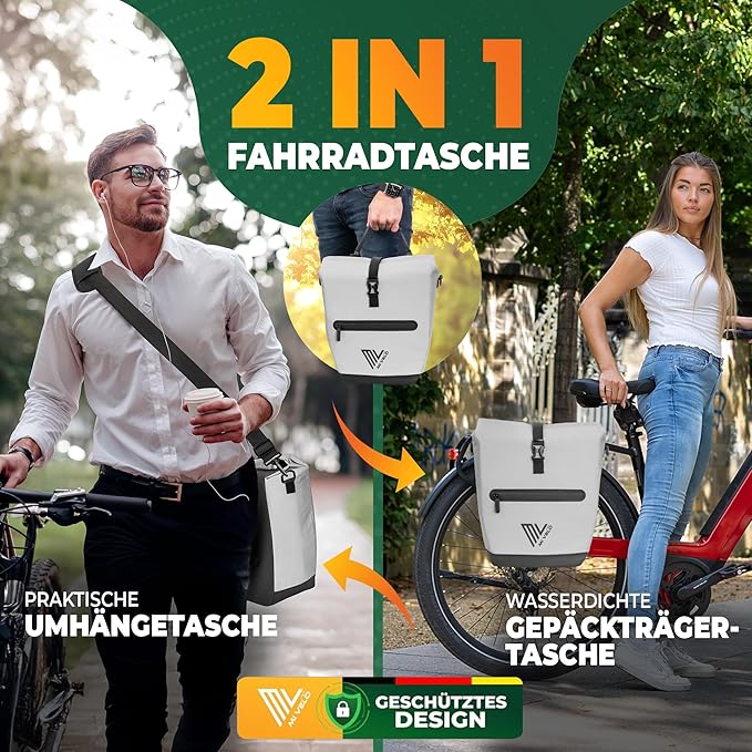MIVELO Packtasche - Wasserdicht & Inkl. Laptopfach & Schultergurt - 20 Liter - Reflektierend