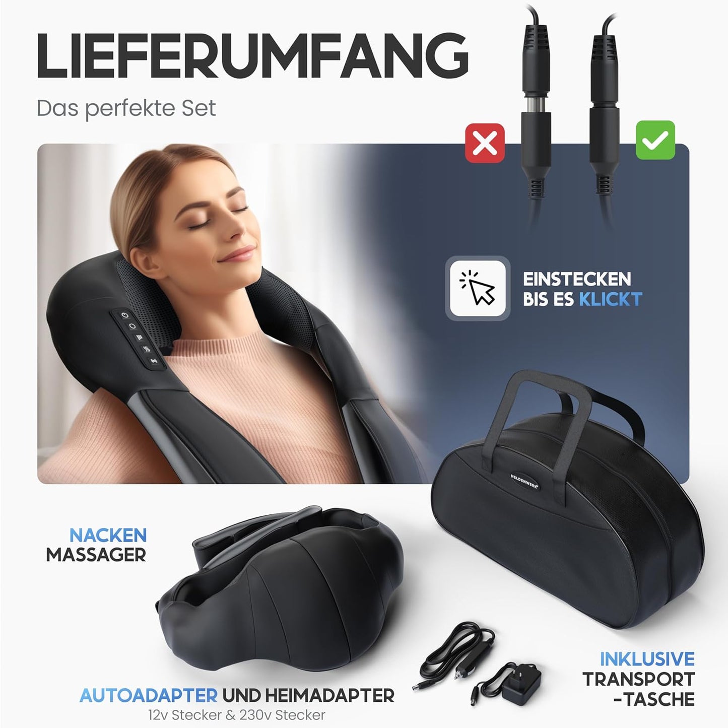 HELDENWERK Massagegerät - Für Schulter und Nacken - Mit Wärme, Mit 4D-Tiefengewebsmassage