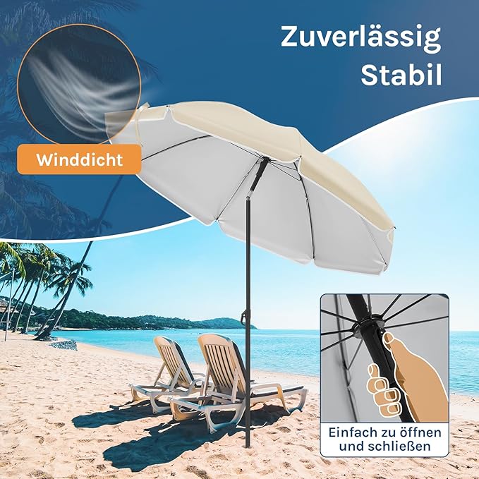 WOLTU GSS0007be01 Balkon-Sonnenschirm 135 cm - UPF 50+ - Höhenverstellbar und 35 Grad neigbar - Beige