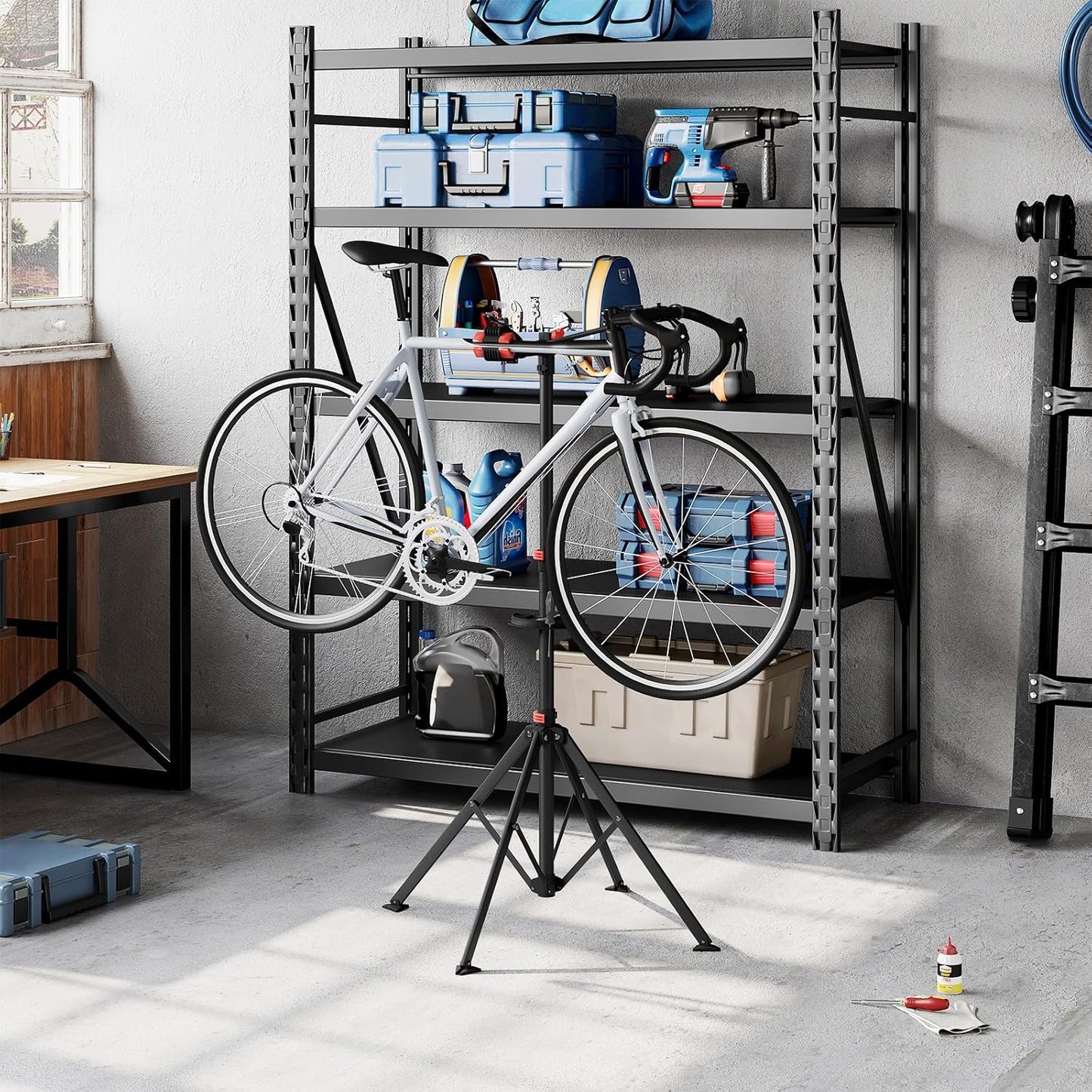 WOLTU Fahrrad-Montageständer Schwarz – 105–185 cm verstellbar – um 360° drehbar – bis zu 25 kg
