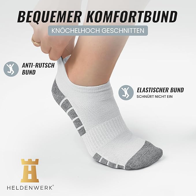 Heroism Sneaker Socken für Damen und Herren 10 Paar - Kurze Sportsocken mit atmungsaktiver Baumwolle - Größe 39-42