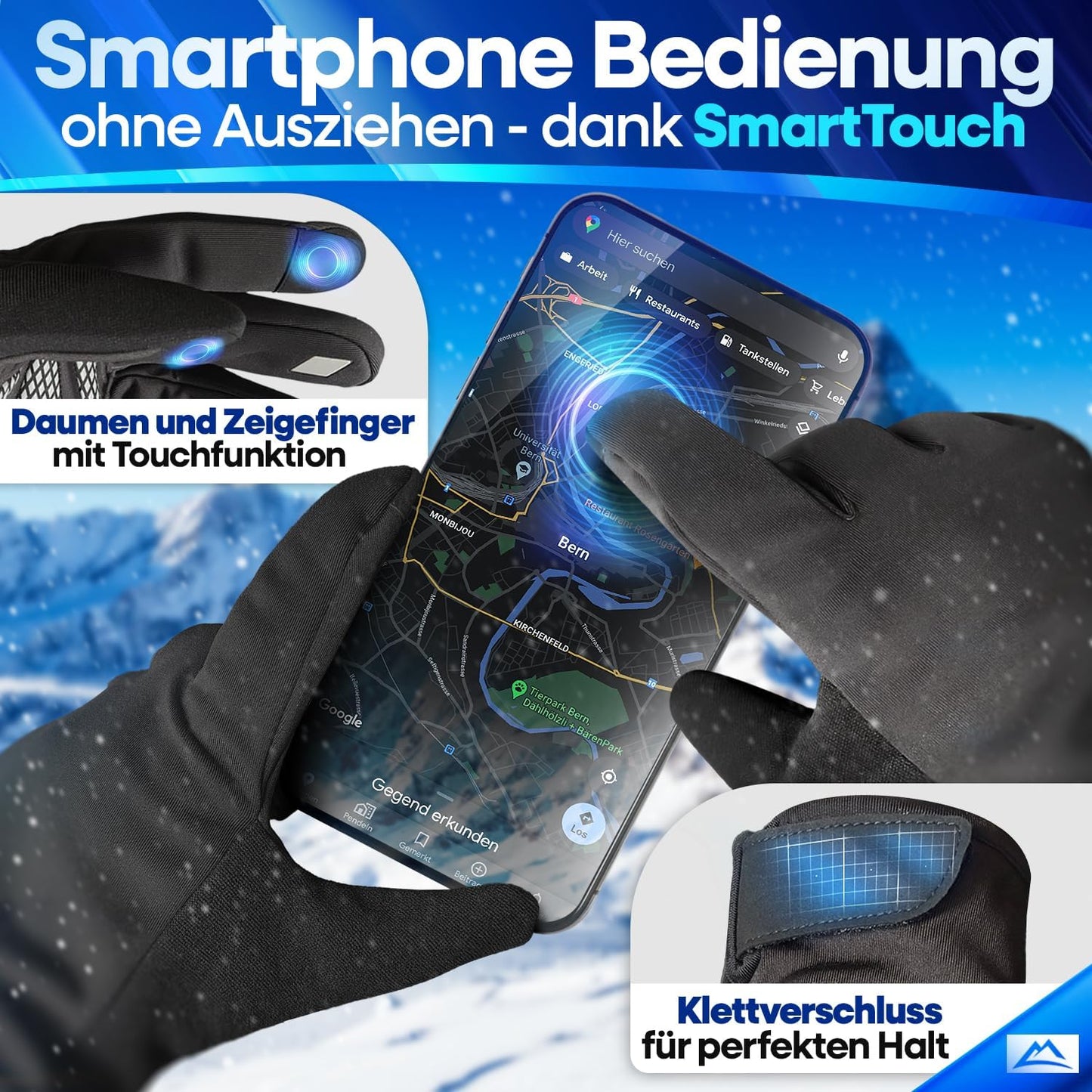 Nextcover® Winter-Radhandschuhe Herren & Damen mit ThermoShield 2.0 I Unisex Winter-Radhandschuhe in den Größen S-XXL I Warme & wasserdichte Thermo-Radhandschuhe Winter wasserdicht