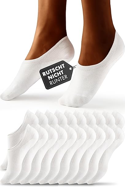 HELDENWERK 10 Paar unsichtbare Trainersocken - Atmungsaktiv & bequem - Socken für Männer & Frauen - Schwarz, Weiß, Grau