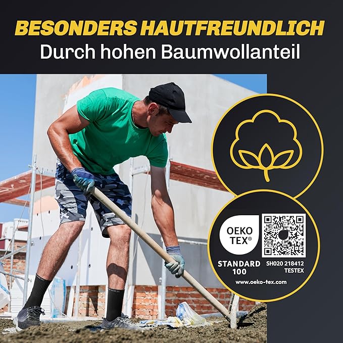 Hero Work 10 Paar Premium Arbeitssocken für Männer - Verstärkte Baumwolle, bequemer Bund, strapazierfähig - Größe 47-50