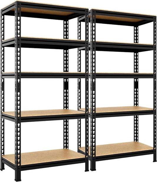 Yaheetech Aufbewahrungsregale - 2er-Set - Hochbelastbar - 150×70×30 cm - Verstellbar - Schwarz