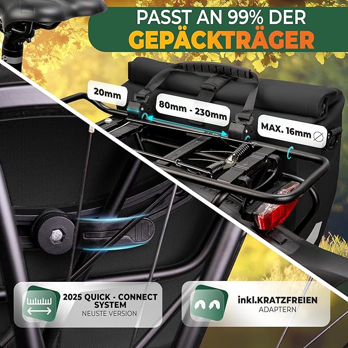 MIVELO Packtasche - Wasserdicht & Inkl. Laptopfach & Schultergurt - 20 Liter - Schwarz