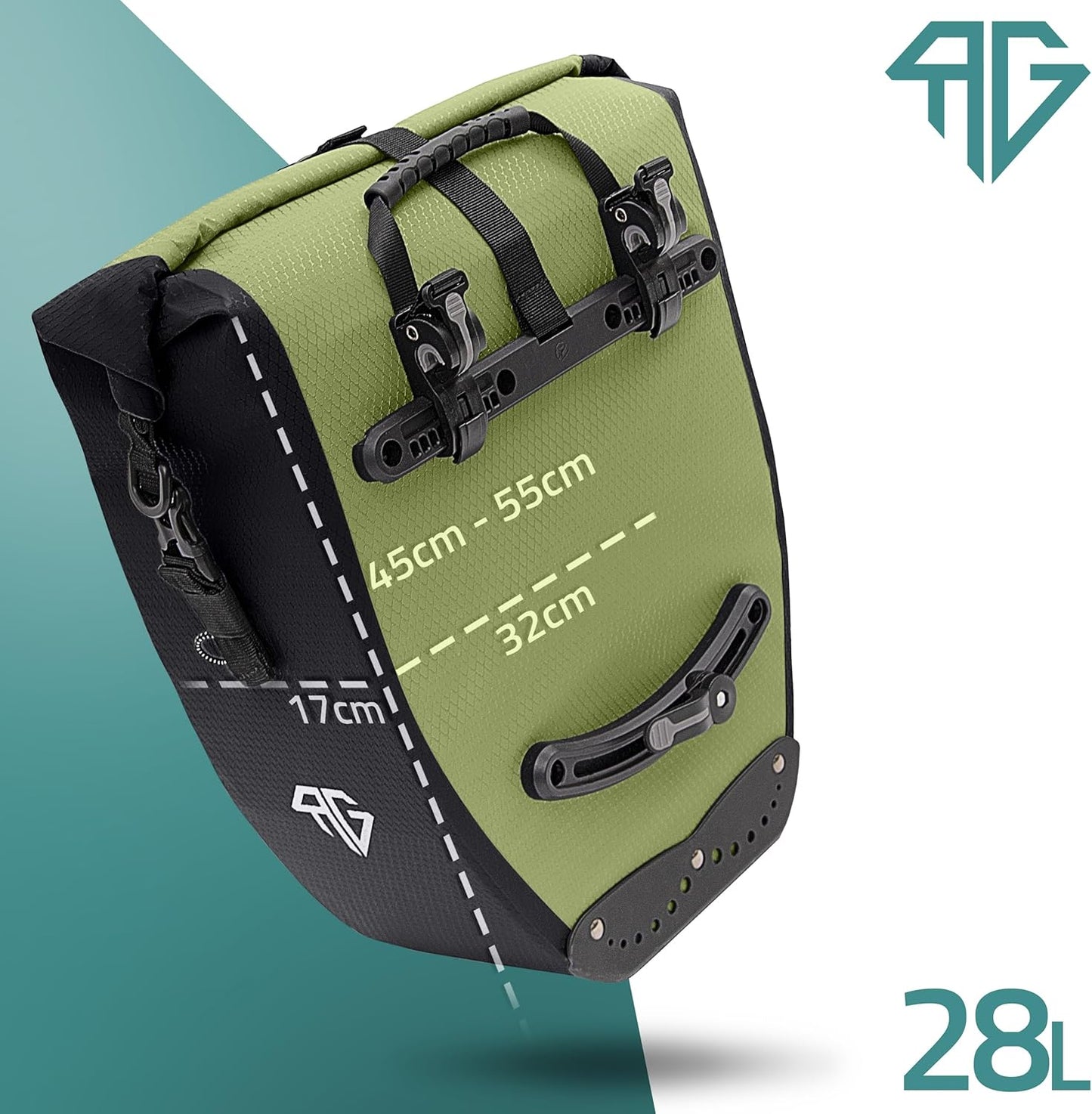 RADGEIST Gepäckträgertasche für Fahrradträger Set - 2X Tasche für Fahrradträger - Gepäcktasche wasserdicht & Umhängetasche - Gepäckträgertasche mit Reflektoren