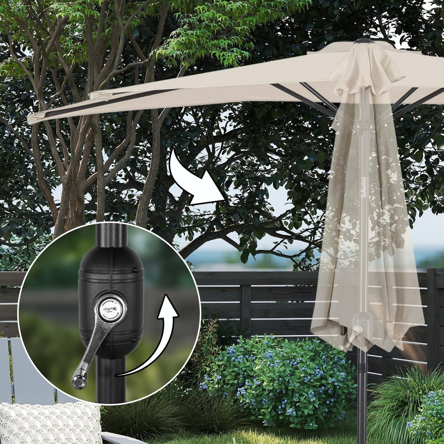 Angel Living Balkon-Sonnenschirm - halbrund - 245 x 122 cm - Creme