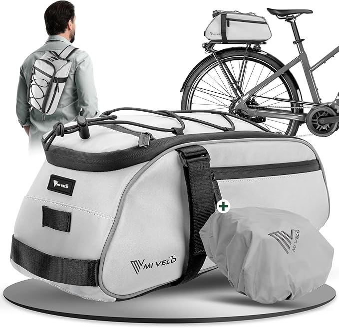MIVELO Fahrradtasche - Wasserdicht und vollständig reflektierend - 9 Liter - Reflektierend