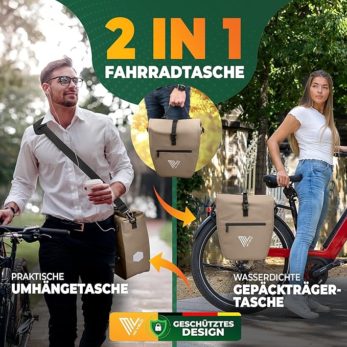 MIVELO Packtasche - Wasserdicht & Inkl. Schultergurt - 20 Liter - Sandbeige