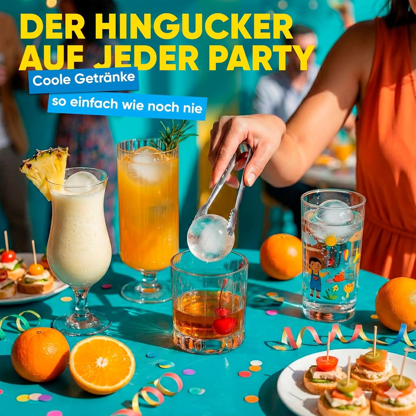 Neighbour's Friend - Patentierte XXL Eiswürfelform Platinum - runde große Eiswürfelform für Cocktails, Gin & Drinks - 6 Eiskugeln, spülmaschinenfest