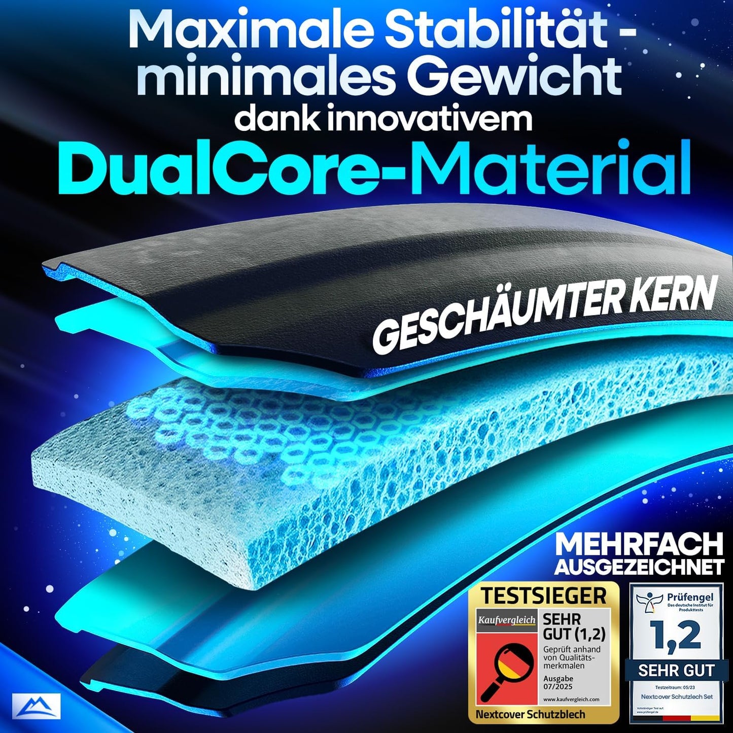 Nextcover MTB-Schutzblech-Set vorne und hinten - Schwarz - 60 x 8 x 1,3 cm - Geeignet für 24-29-Zoll-Fahrräder