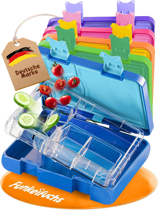 Funkelfuchs® Lunchbox kids - Mit Fach - 800ml - Groß - Für Schule und Kindergarten - Blau