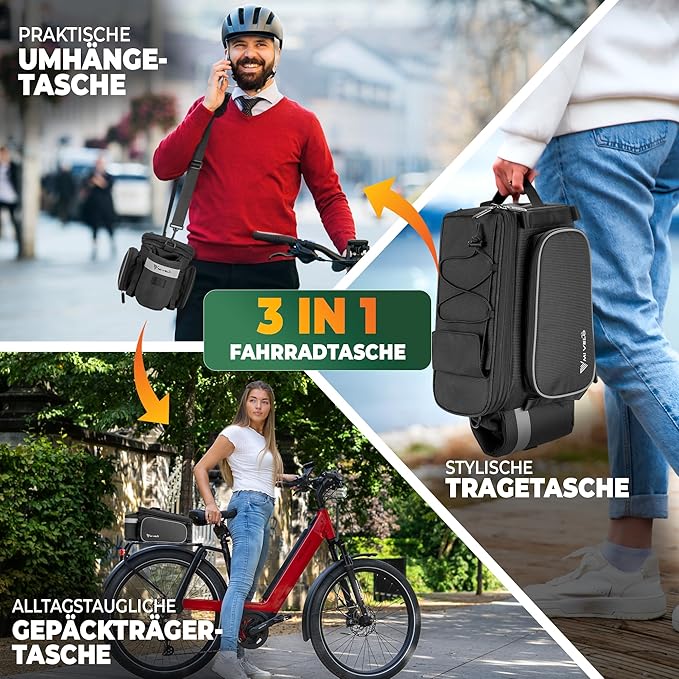 MIVELO Gepäcktasche - wasserdicht & reflektierend - 20 Liter - schwarz reflektierend