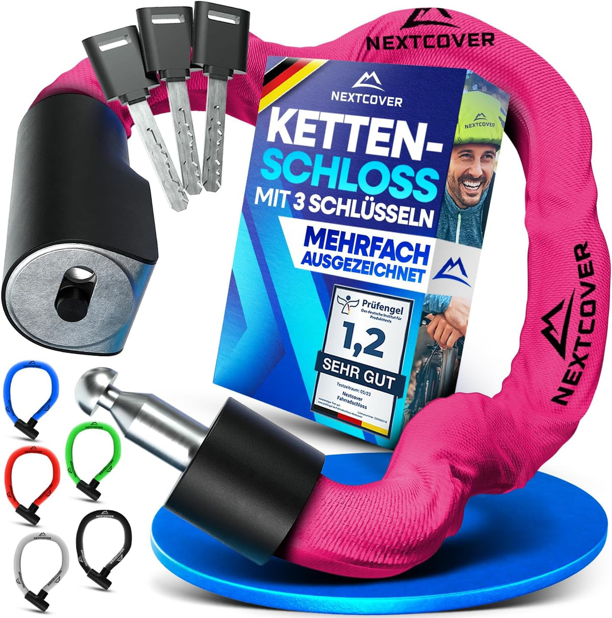 NEXTCOVER® Fahrradschloss LockOne mit Schlüssel - hohe Sicherheit - robust & langlebig - 3 Schlüssel