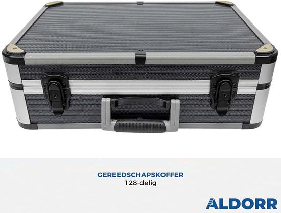 ALDORR Tools – 89 - Teiliges Werkzeugset im Koffer – Werkzeugkasten – Gefüllter Werkzeugkoffer – Werkzeugkiste – Schraubendreherset – Aluminium – Handwerkzeug – Basiswerkzeug – Mit Drehmomentschlüssel und Ratsche – Geschenk für Männer - Einweihungsgeschen