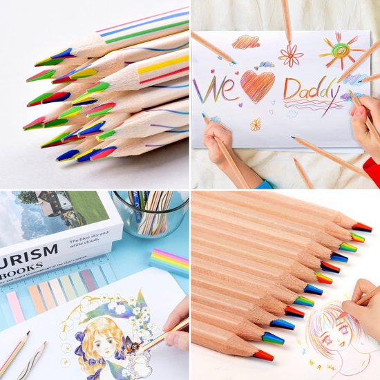 Partizzle 30x Regenbogen-Malstiftset - Bleistiftgeschenke - Grabbelton Bastelgeschenke - Kreatives Zeichnen und Malen lernen - Für Kinder und Kleinkinder/Erwachsene