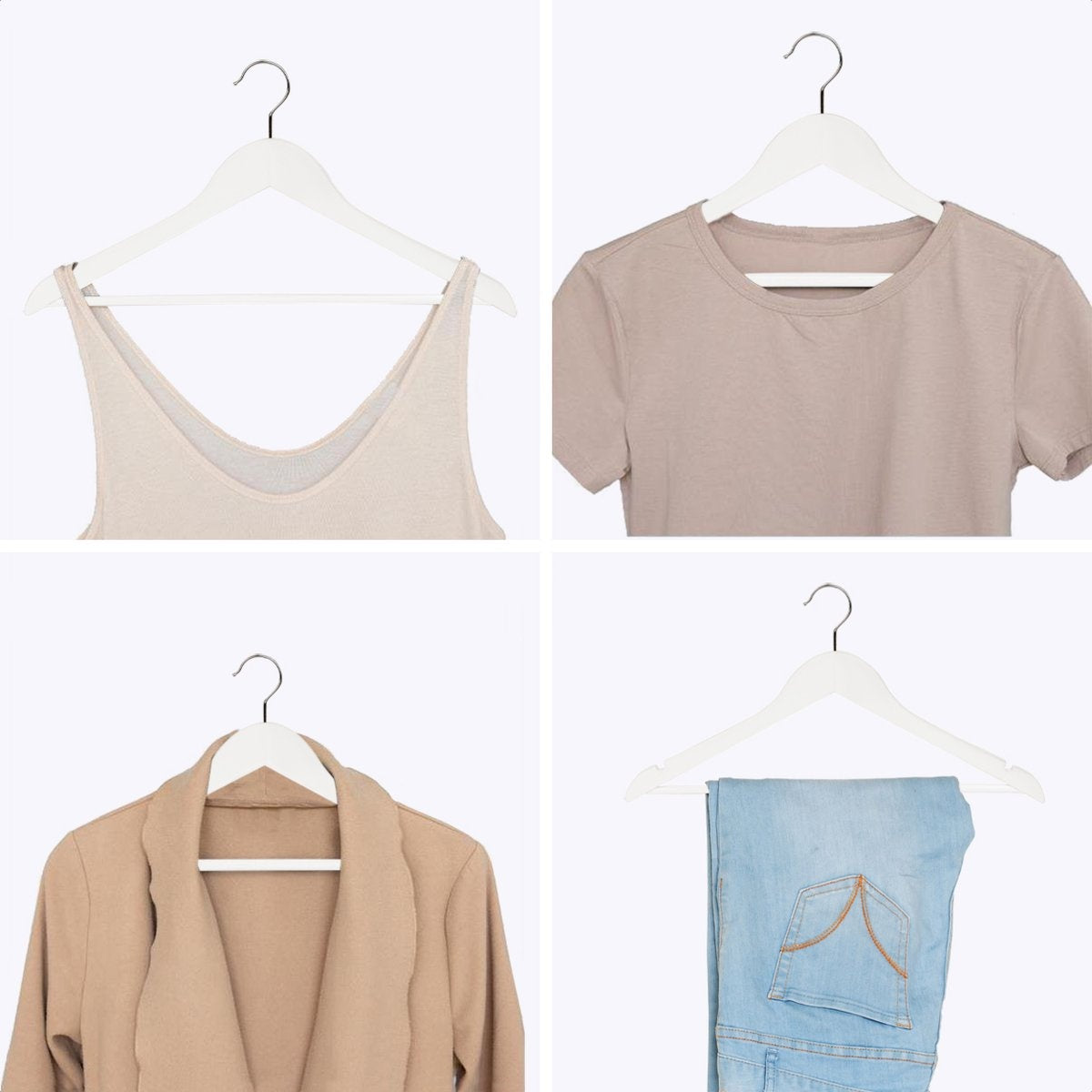 LifeGoods Kleiderbügel - mit Hosenstange - Hartholz - Weiß - 30 Stück